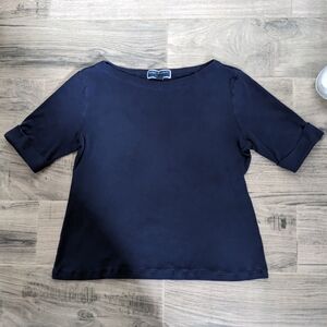 Karen Scott Dark Blue Short Sleeve Top